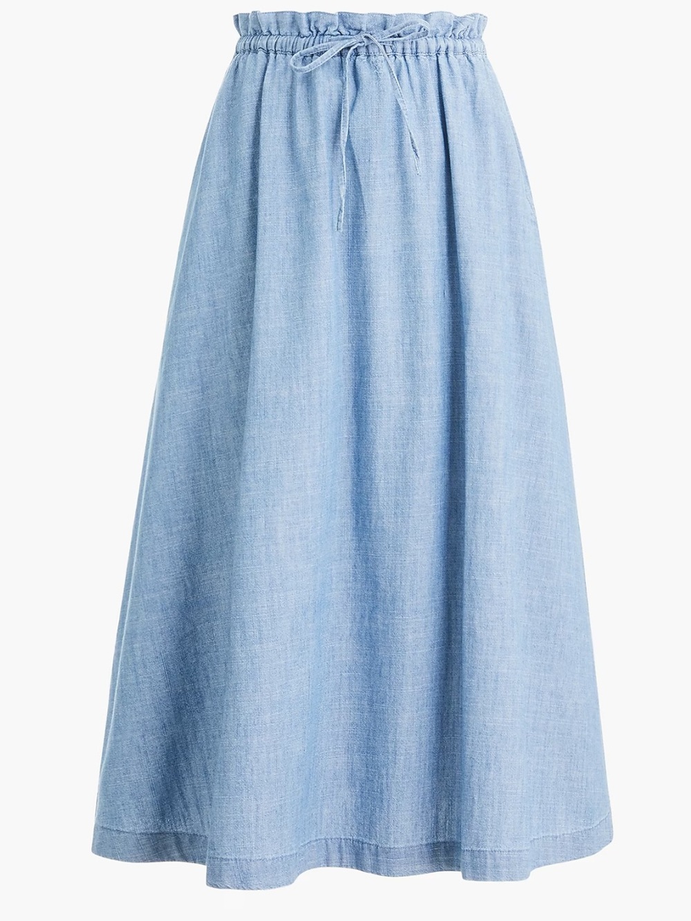 J Crew Chambray Paper-Bag Pull-On Midi Skirt Size Medium